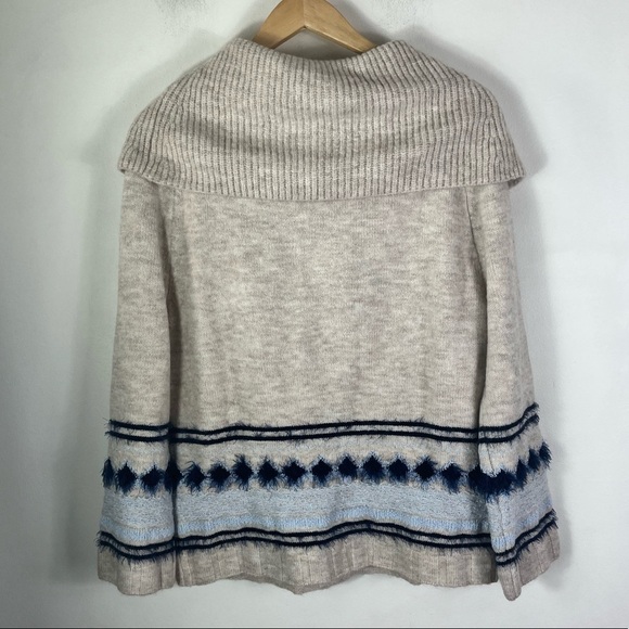 Caslon Cowl Neck Oatmeal Fair Isle Convertible chunky knit Sweater - Picture 4 of 11